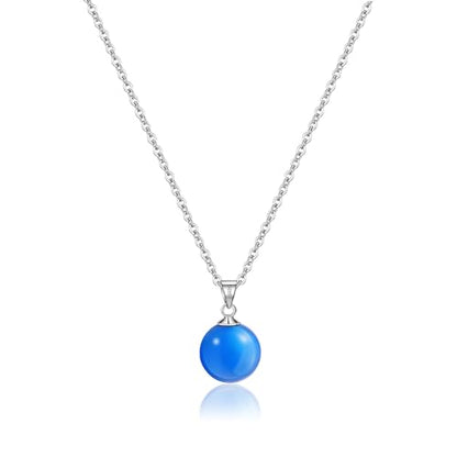 Natural Jade Necklace for Women Sterling Silver Adjustable Handmade Green Jade Pendant Necklaces Healing Crystal Necklace Good Luck Gift for Her - style: Blue Agate Necklace