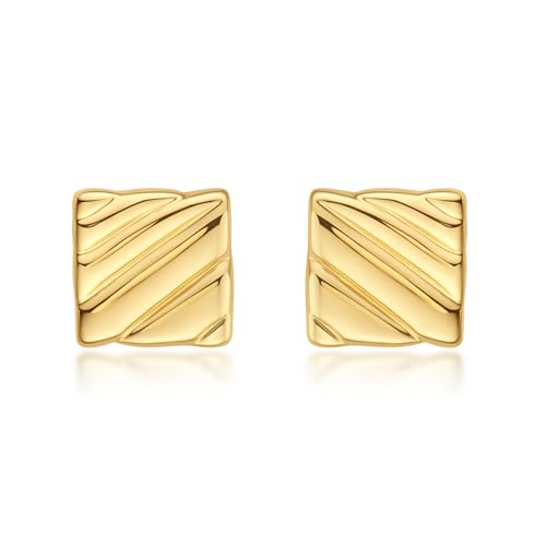 18K Gold Plated Huggie Hoop Earrings for Women, 925 Sterling Silver Post, Hypoallergenic Small Earrings - color: Maple Gold Studs