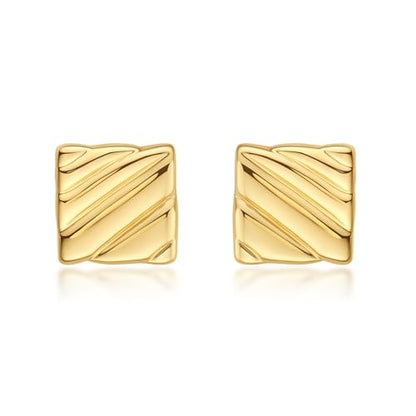 18K Gold Plated Huggie Hoop Earrings for Women, 925 Sterling Silver Post, Hypoallergenic Small Earrings - color: Maple Gold Studs