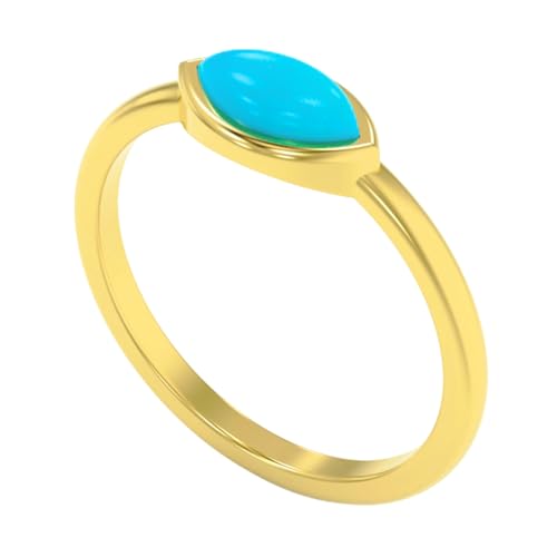 Ring for Women – 925 Sterling Silver 18K Gold Plated Healing Crystal Marquise Shape Minimalist Stacking Ring - Mothers Day Gifts for Mom Wife - color: Turquoise Howlite