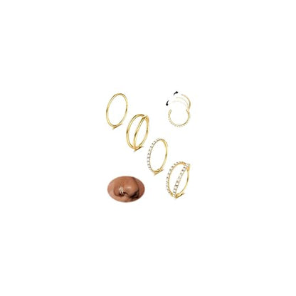 Dochais 4PCS 18G Nose Rings Hoops, Surgical Steel Earrings Tragus Septum Piercing CZ Clicker Ring, Hinged Segment Conch Lip Cartilage Double Hoops 8mm 10mm for Women Men - color: Gold, size: 20G(0.8mm),10mm