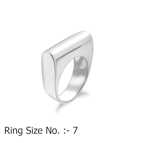LeCalla 925 Sterling Silver Bar Ring for Women | Silver Ridge Ring Signet Style Classic Simple Plain Wedding Band Engagement Ring | Women's Statement Stackable Ring(Sizes 6-8No.) - color: Style 02, size: Ring Size-7No.