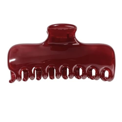Claw Clips for Women, 4 Inch Big Hair Clips, Red Hair Clips for Thick Thin Medium Hair, Non Slip Strong Hold Square Claw Clip for Updos, Half Up Styles, Hair Accessories for Women - color: Cherry Red