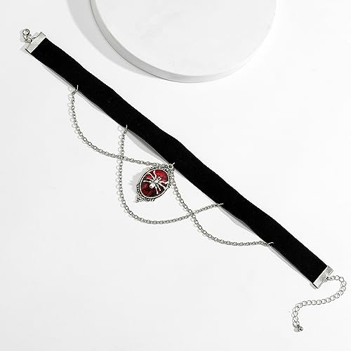Todenb Gothic Choker Witch Necklace for Women Lace Vampire Collar Necklace Y2K Goth Black Zirconia Pendant Necklaces Halloween Dark Bridal Vampire Witch Party Jewelry Accessories - style: Style-A