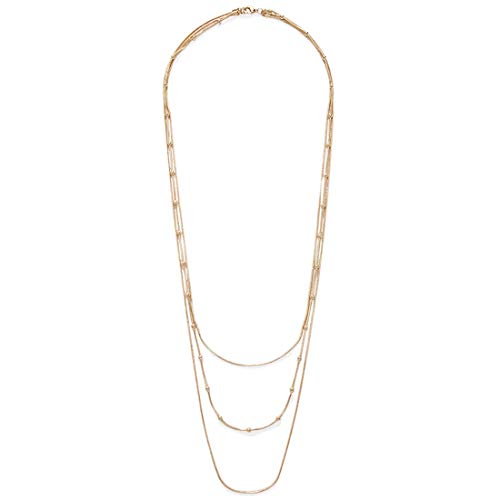 COLORFUL BLING Multilayer Choker Long Chain Tassel Pendant Necklace for Women Beads Necklace Long Bar Charm Chain Jewelry - color: A Gold three layer