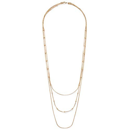 COLORFUL BLING Multilayer Choker Long Chain Tassel Pendant Necklace for Women Beads Necklace Long Bar Charm Chain Jewelry - color: A Gold three layer