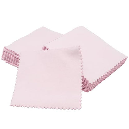 50 Pcs Pink Jewelry Cleaning Cloth - Premium Polish Cloth for Silver, Gold, Platinum & Glasses (Wrapped Tarnish Remover)