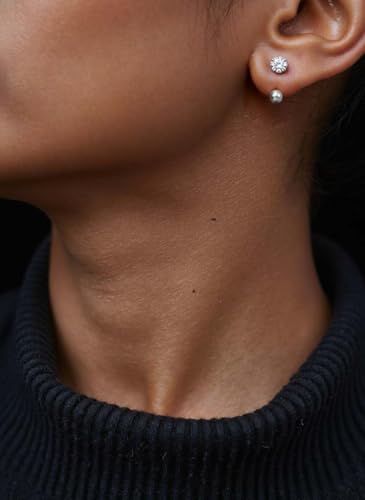 Gold Half Hoop Earrings for Women Poke Free Dainty Flower Diamond CZ Heart Huggies Backless Earrings Stay Closed Hoop No Back Screw Back Small Stud Gifts Trendy Fashion - color: Silver-CZ & Heart & Flower