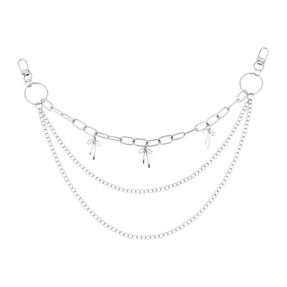 Goth Pants Chain Charms for Women Men Punk Layered Jean Chains Gothic Y2k Pocket Chain for Women Hip Hop Waist Chains - color: Bow