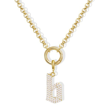 KissYan Custom Charm Necklaces for Women, 14K Gold Plated Initial Letter Pendant Box Chain Necklace Dainty Jewelry Gift - style: Gold B