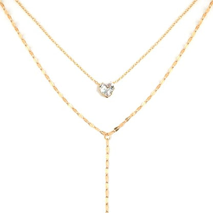 Necklace for Women, Dainty Long 14K Gold Y-Shaped Necklace Jewelry Trendy Beaded Layered Chain Drop Necklaces Jewelry Women Gifts - style: Flash Diamond-156