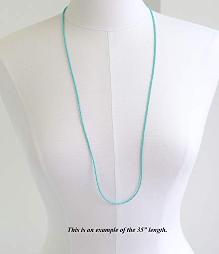 Kathy Bankston Handmade Matte Turquoise Seed Bead Necklace, Thin 1.5mm Single Strand