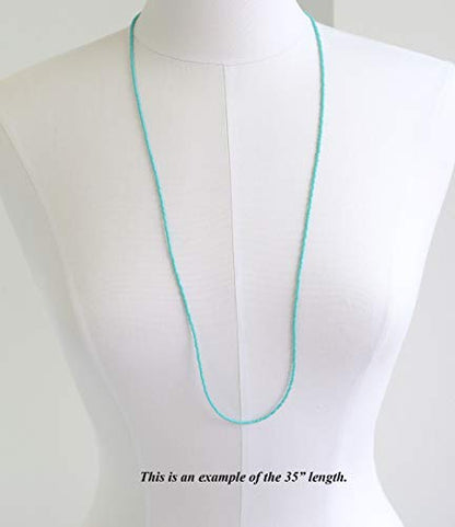 Kathy Bankston Handmade Matte Turquoise Seed Bead Necklace, Thin 1.5mm Single Strand