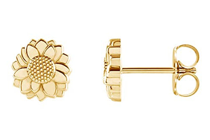 AFFY 14K Gold Plated 925 Sterling Silver Plain Minimalist dainty Stud Earrings Jewelry For Her Women Birthday Gift - color: Sunflower