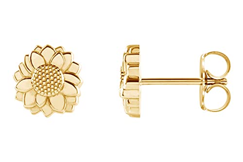 AFFY 14K Gold Plated 925 Sterling Silver Plain Minimalist dainty Stud Earrings Jewelry For Her Women Birthday Gift - color: Sunflower