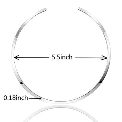 Women's Statement Choker Necklace Exquisite Round Collar Necklace Jewelry In High Polished Round Thin Choker Necklace Jewelry - color: Silver Open