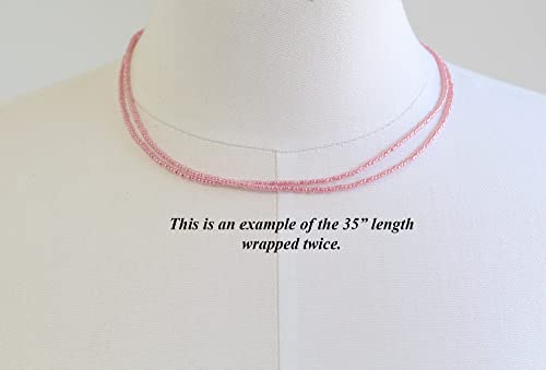 Kathy Bankston Handmade Impatiens Pink Seed Bead Necklace, Thin 1.5mm Single Strand
