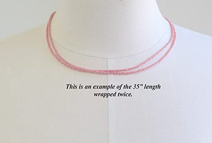 Kathy Bankston Handmade Impatiens Pink Seed Bead Necklace, Thin 1.5mm Single Strand