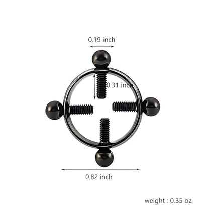 2Pcs Round Non Piercing Nipple Ring Fake Nipple Rings - color: Black