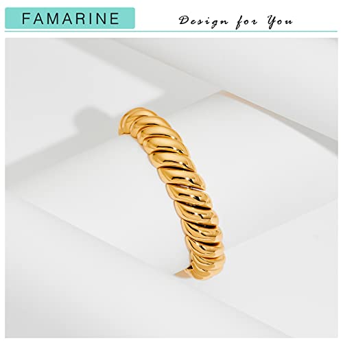 FAMARINE Gold Silver Chunky Bangle Bracelet for Women Men - style: Style A