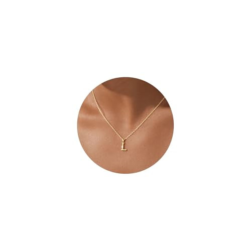 Turandoss Initial Necklaces for Women - 14K Gold Plated Dainty Letter A-Z Pendant Necklace Personalized Trendy Fashion Jewelry for Women Girls Birthday Gifts - color: L