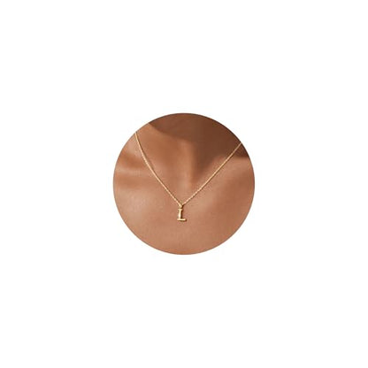 Turandoss Initial Necklaces for Women - 14K Gold Plated Dainty Letter A-Z Pendant Necklace Personalized Trendy Fashion Jewelry for Women Girls Birthday Gifts - color: L