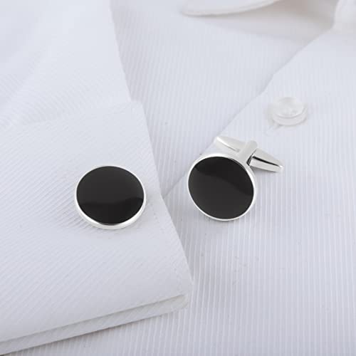 GWD Cufflinks and Tie Clip Set Personalized Cuff Links Business Wedding - style: Black-A