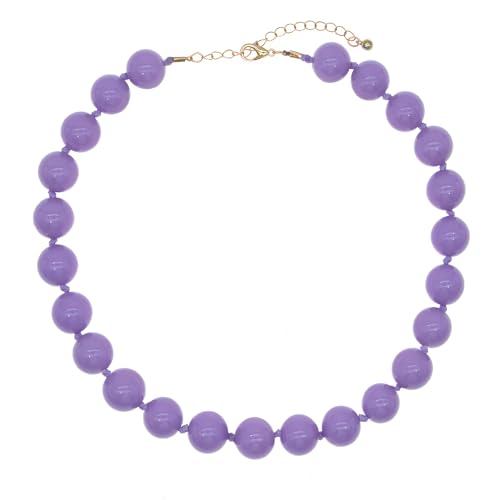 JNF Chunky Beaded Necklaces Women Large Big Ball Bead Choker Necklace Bold Statement Beads jewelry Gift - color: dark purple beads