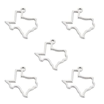 kkjoy 5Pcs Hollow Continents Maps of USA Pendant Charms for Jewelry Making and Crafting, Stainless Steel Mini Charm Craft Supplies Accessories for DIY Bracelet Necklace Earrings - color: Hollow Texas Map - Silver