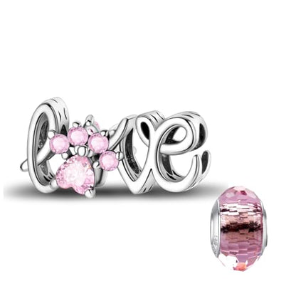 LNQOBU 925 Sterling Silver Charms for Bracelets Necklaces,5A Cubic Zirconias Evil Eye Dangle Beads Charms Jewelry Gift for Women (With one Spacer Beads Charms) - style: Love Pet Alphabet Charms