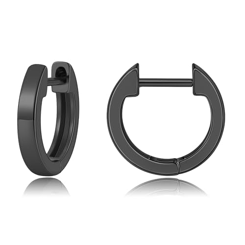 Gacimy Gold Huggie Earrings for Women, 14K Real Gold Plated, Small Hoop Earrings Cartilage Ear Cuff - color: Black, size: 13MM