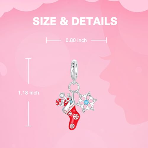 925 Sterling Silver Charms fits Bracelets and Necklace Pendant Bead Charms Jewelry Gift for Women Family Friends - style: Christmas Stockings Charm