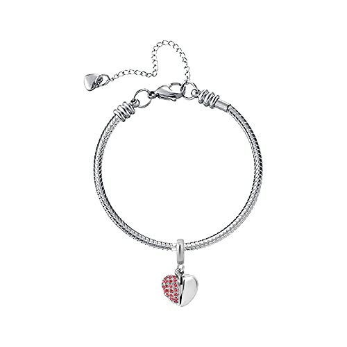 KunBead Daughter Heart I Love You Birthstone Dangle Charms Compatible with Pandora Bracelet Gift for Womens Birthday - color: Red