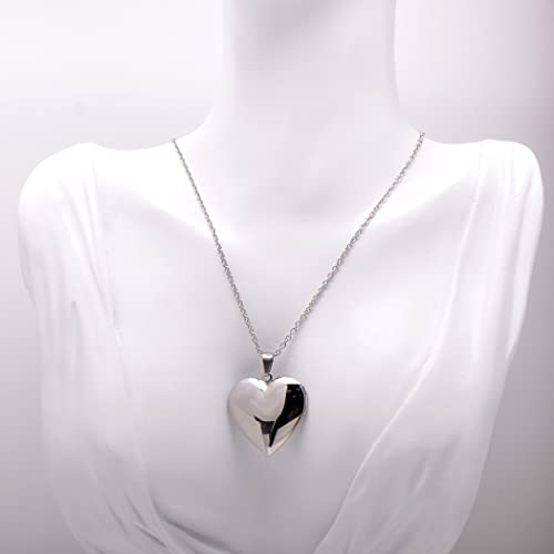 Paialco Heart Shaped Locket Pendant Necklace for Women - color: Silver-Smooth