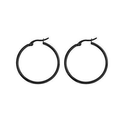 Rounded Hoops Earrings (20mm-60mm Diameter) - color: Black 30mm