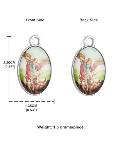 Saint Therese of Lisieux/Saint Mother Teresa of Calcutta/Divine Mercy Jesus/Mater Dolorosa Patron Saint Medal Charm Pendant for DIY Rosary Necklace Bracelet Jewelry Making Part - color: 30pcs-Enamel St. Michael
