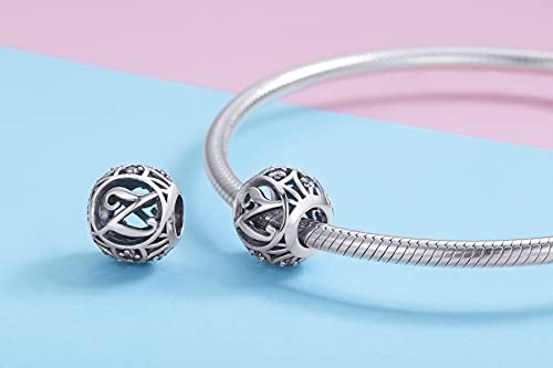 Letter Charms 925 Sterling Silver Initial A-Z Bead Charms | For Bracelets Necklaces, Hypoallergenic,Cubic Zirconia Alphabet Beads, Personalized Gifts for Women - color: Z