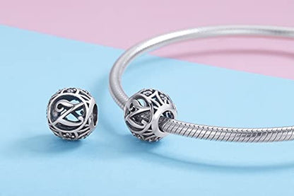 Letter Charms 925 Sterling Silver Initial A-Z Bead Charms | For Bracelets Necklaces, Hypoallergenic,Cubic Zirconia Alphabet Beads, Personalized Gifts for Women - color: Z
