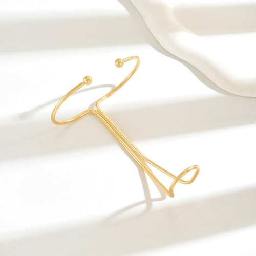 Gold Hand Ring Bracelet for Women Minimalism Trendy Adjustable Bracelet Open Cuff Bangle Jewelry Dainty Body Wrist Bracelet Middle Finger Ring