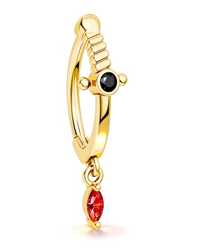 Belly Button Clicker Rings, 316L Surgical Steel Belly Button Piercing Jewelry, 14G Dagger Reversed Belly Ring for Women, Sword Navel Rings - color: Gold