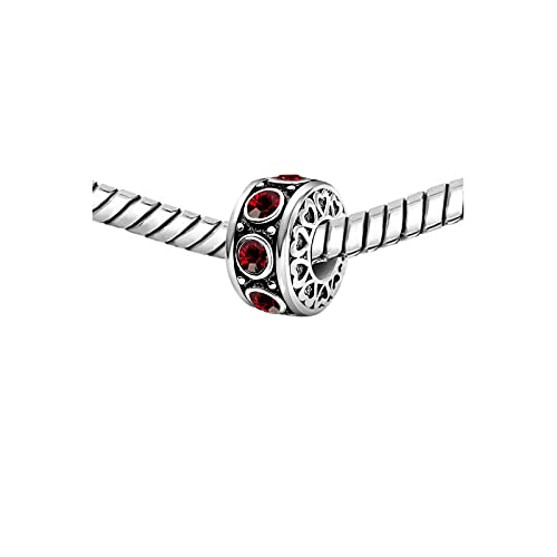 KunBead January-December Birthstone Birthday Heart Bead Charms Compatible with Pandora Bracelet for Mom Daughter Grandma Granddaughter Nana Auntie Wife Sister Best Friend - color: JAN