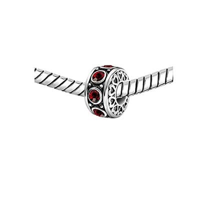 KunBead January-December Birthstone Birthday Heart Bead Charms Compatible with Pandora Bracelet for Mom Daughter Grandma Granddaughter Nana Auntie Wife Sister Best Friend - color: JAN