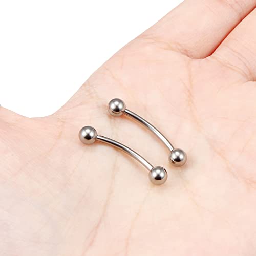 14G 16G Eyebrow Piercing Jewelry G23 Titanium Curved Barbell Eyebrow Ring Vertical Labret Lip Jewelry Rook Daith Earrings Piercing Jewelry for Women Men 6mm 8mm 10mm 12mm 14mm 16mm - color: 14G-16mm