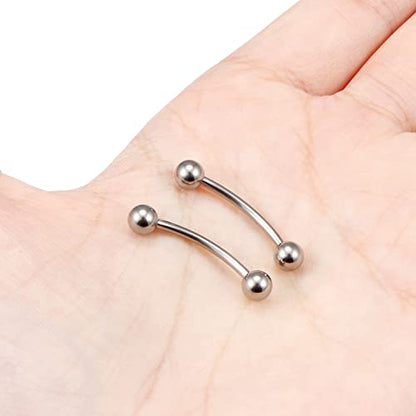 14G 16G Eyebrow Piercing Jewelry G23 Titanium Curved Barbell Eyebrow Ring Vertical Labret Lip Jewelry Rook Daith Earrings Piercing Jewelry for Women Men 6mm 8mm 10mm 12mm 14mm 16mm - color: 14G-16mm