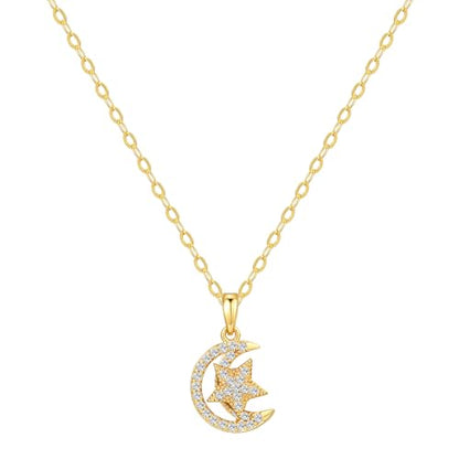 Starain Sunflower Necklaces for Women 14K Gold Plated Rotate Sunflower Pendant Necklace Cute Fun Necklaces 18 inch - color: C-Gold-Moon