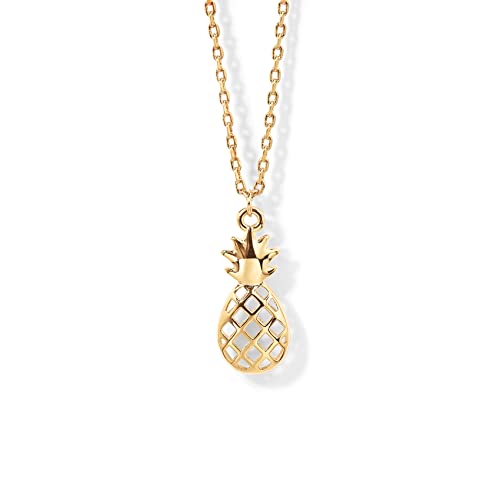 PAVOI 14K Gold Plated Dainty Cubic Zirconia Pendant Necklace for Women | Dot, Elephant, Butterfly, Pineapple, Lock, Knot, Palm Tree, Bow, Smiley Pendant | Layering Chain Necklaces - style: Pineapple