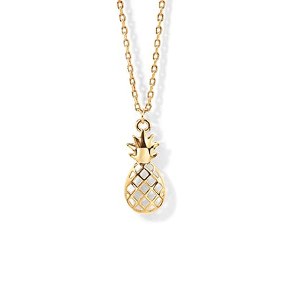 PAVOI 14K Gold Plated Dainty Cubic Zirconia Pendant Necklace for Women | Dot, Elephant, Butterfly, Pineapple, Lock, Knot, Palm Tree, Bow, Smiley Pendant | Layering Chain Necklaces - style: Pineapple