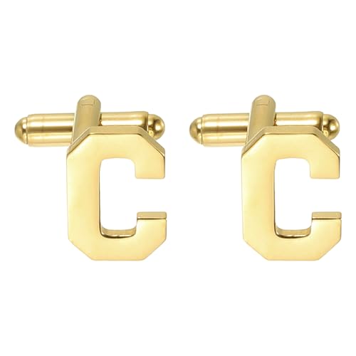 PATIKIL Initial Cufflinks, Classic Alphabet Stainless Steel Men Cuff Links 26 Letters A-Z with Box for Men Father Husband Weddings Gift Business Birthday - style: Letter C