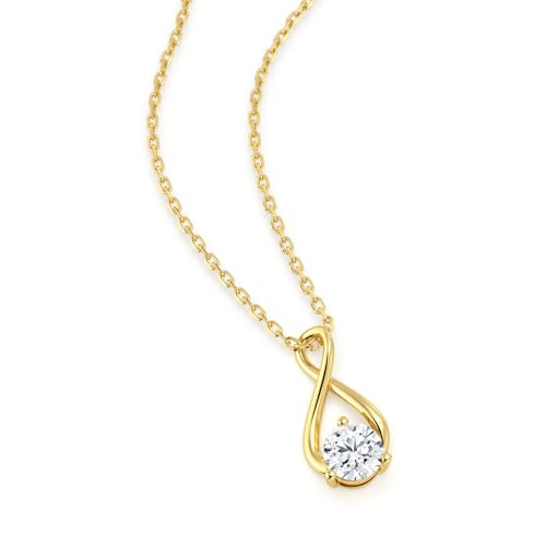MSBLUE Infinity 1CT Moissanite Pendant Necklace, Gift for Her | Sterling Silver Infinity Design with 18+2 Inch Chain and GRA Certificate - color: Yellow