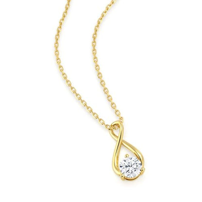 MSBLUE Infinity 1CT Moissanite Pendant Necklace, Gift for Her | Sterling Silver Infinity Design with 18+2 Inch Chain and GRA Certificate - color: Yellow